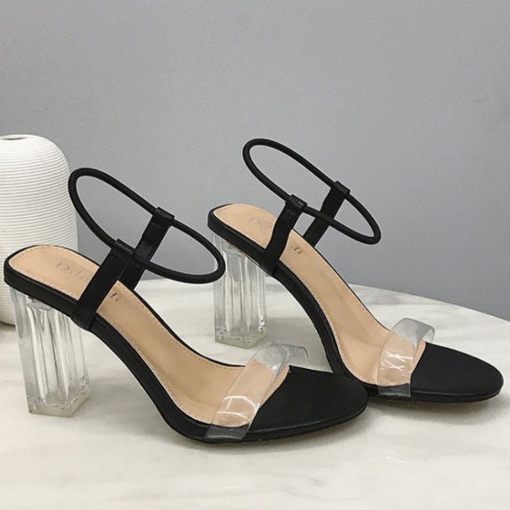 Clear/Black Lucite Heels - Picture 2 of 6